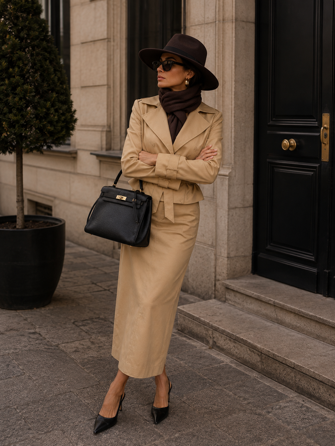 Beige Skirt Set