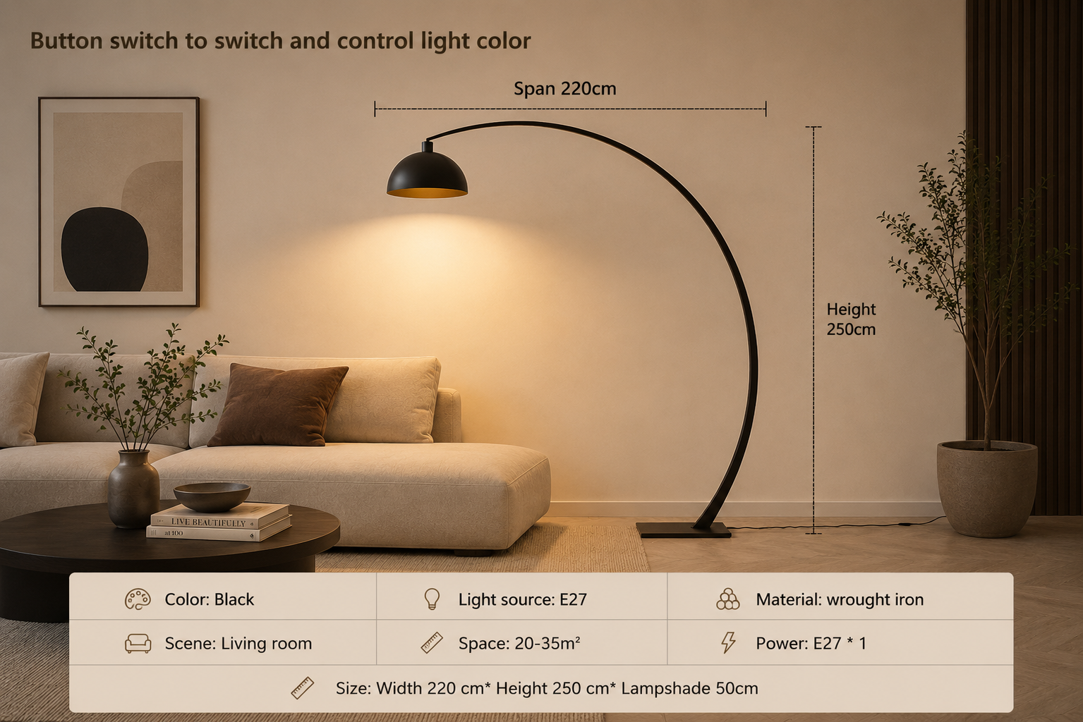 Modern Arc Floor Lamp – Minimalist Statement Lighting