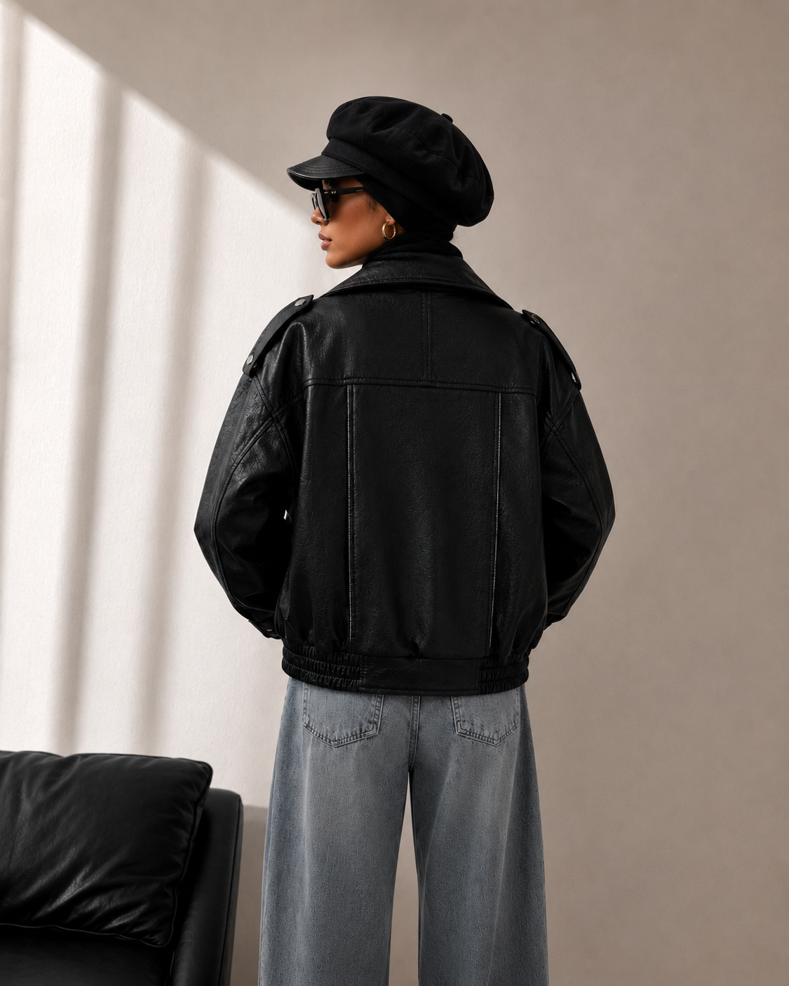 Oversized Faux Leather Jacket