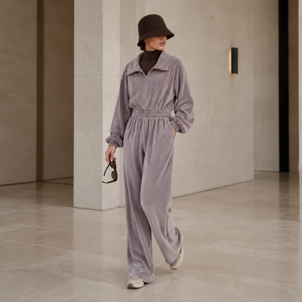 Brown Zip-Up Jumpsuit