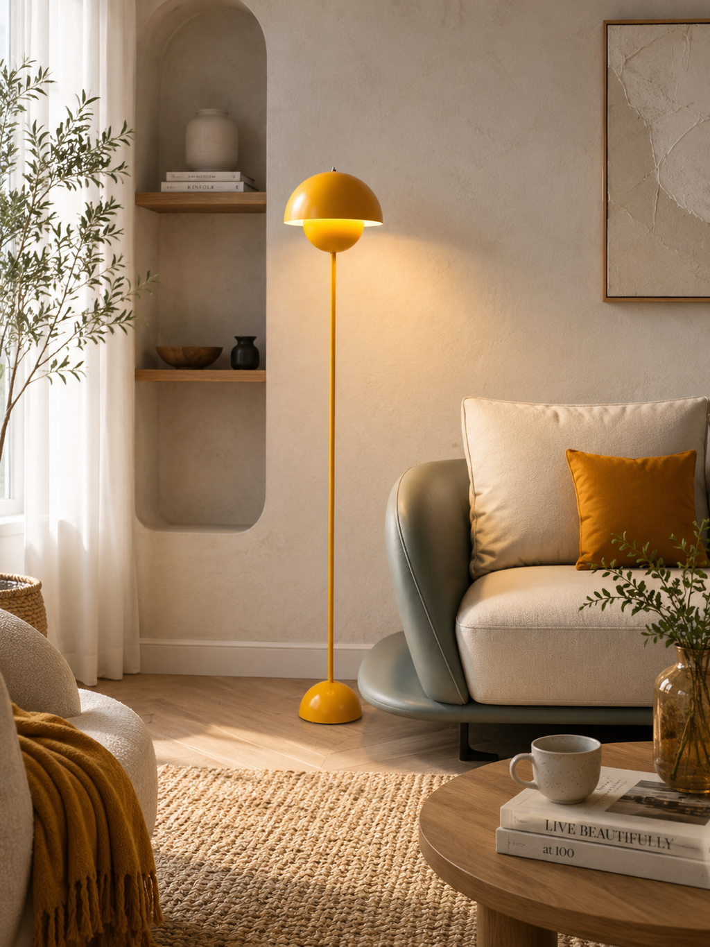 Modern Dome Floor Lamp Minimalist Mushroom Standing Light