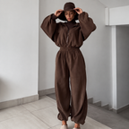 Brown Zip-Up Jumpsuit