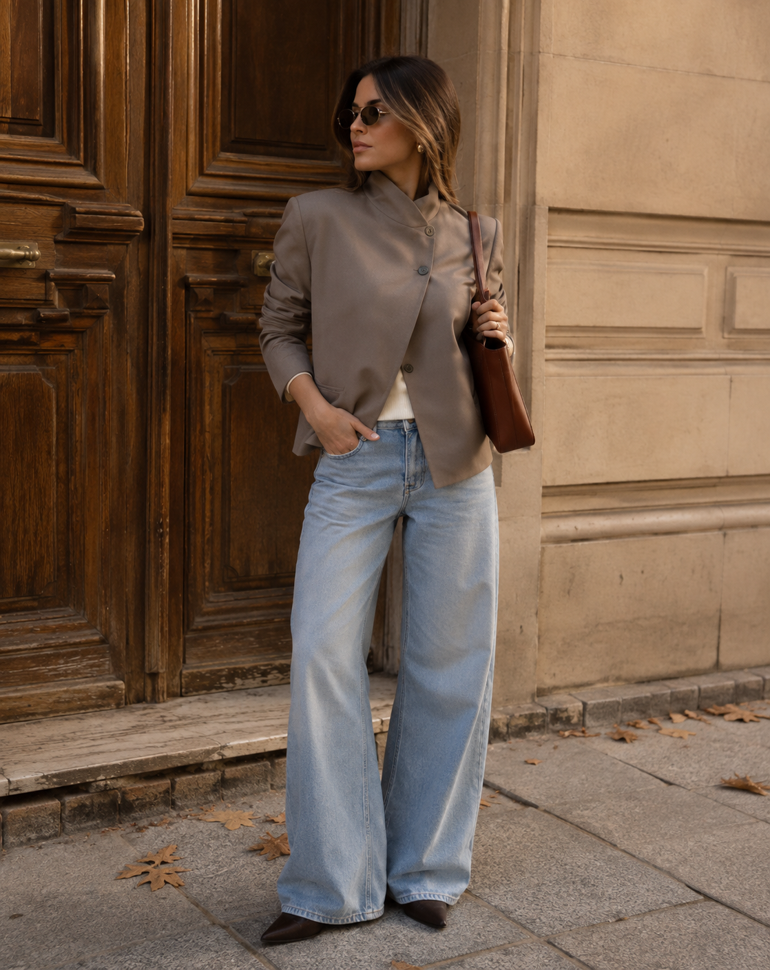 Women’s Stand Collar Blazer – Minimalist Single Breasted Jacket