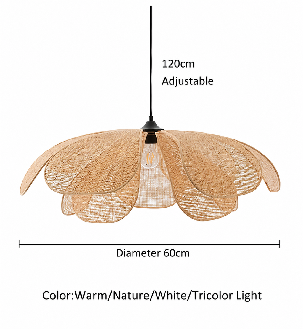 Woven Rattan Pendant Light Modern Flower Ceiling Lamp