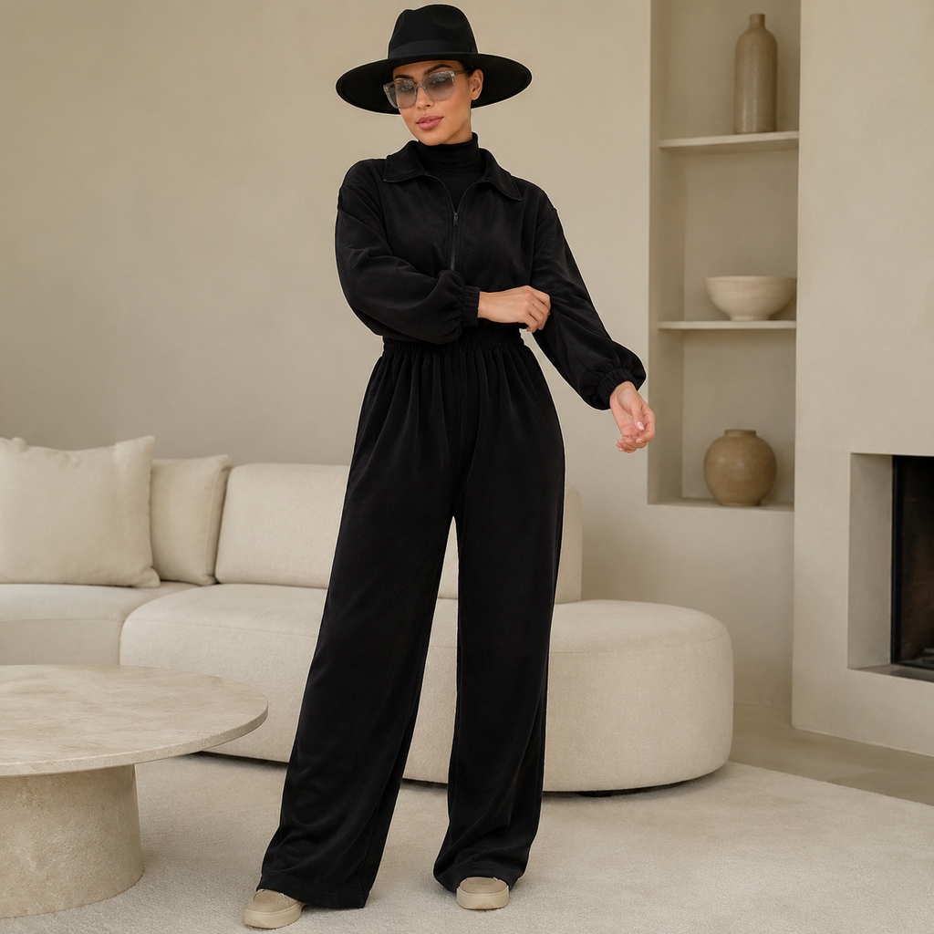 Brown Zip-Up Jumpsuit