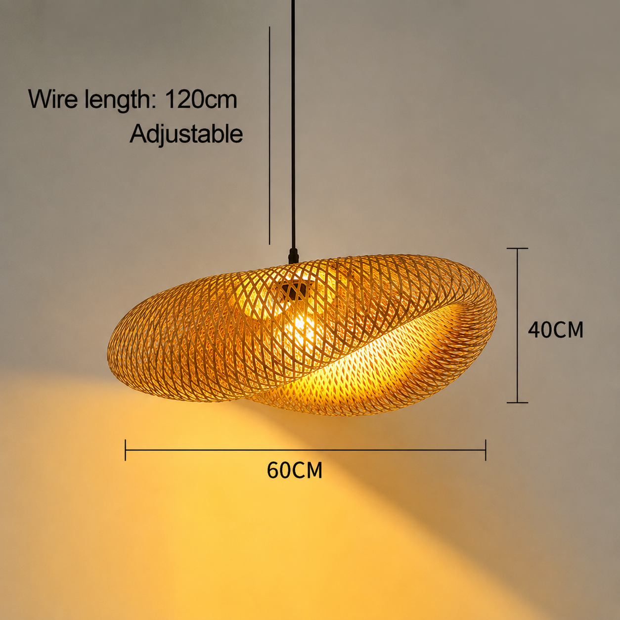 Woven Bamboo Pendant Light – Modern Rattan Ceiling Lamp