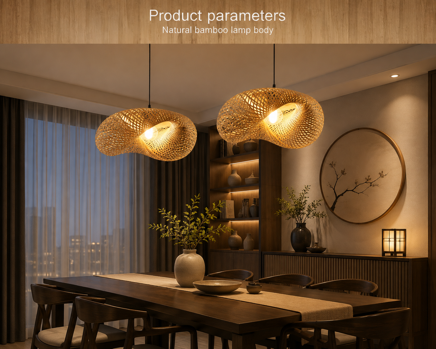 Woven Bamboo Pendant Light – Modern Rattan Ceiling Lamp