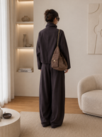 Relaxed Two-Piece Set – High Neck Jacket & Wide Leg Pants