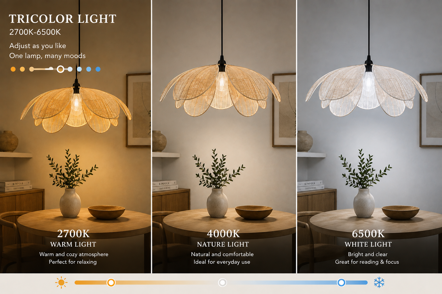 Woven Rattan Pendant Light Modern Flower Ceiling Lamp