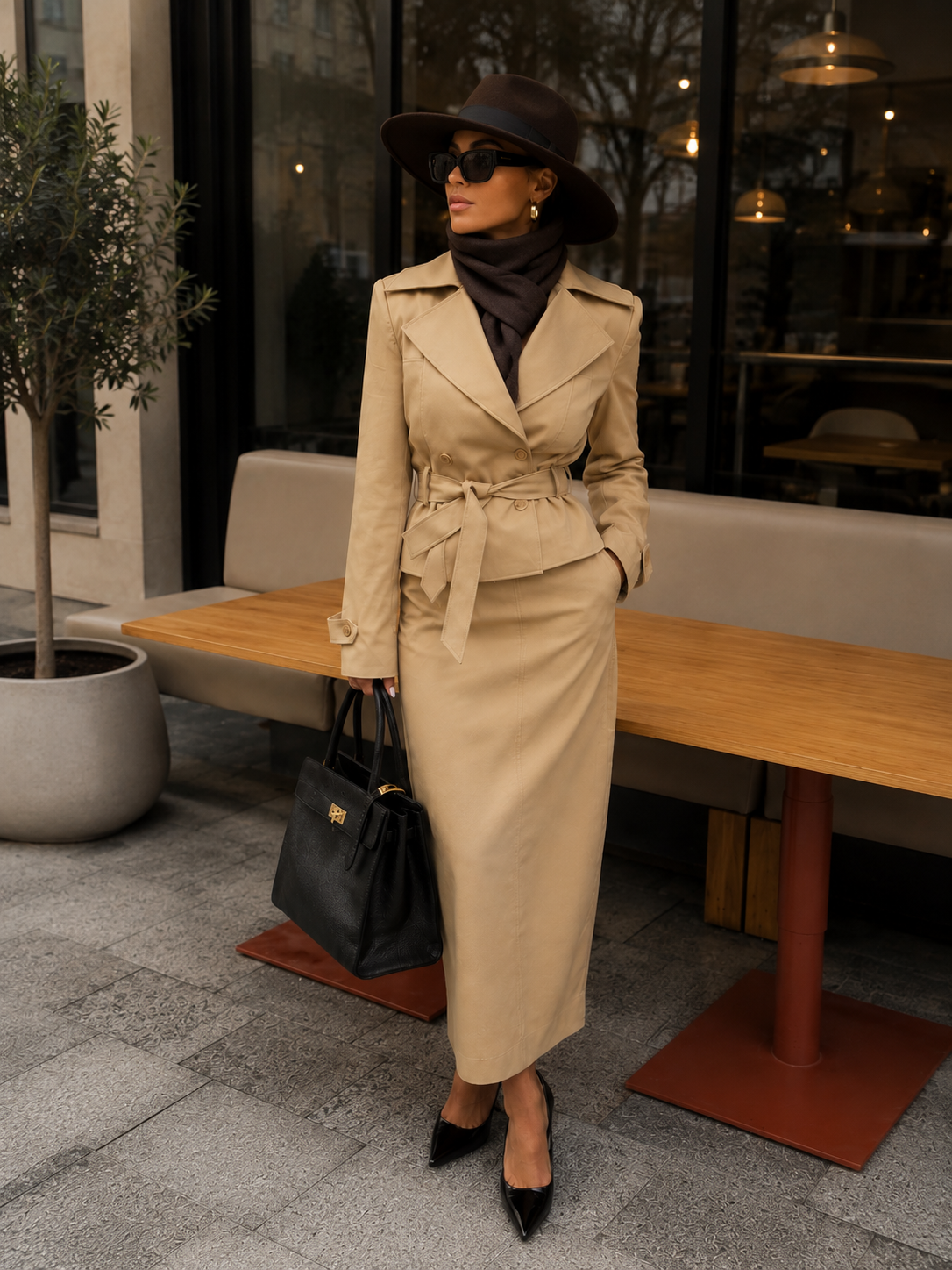 Beige Skirt Set
