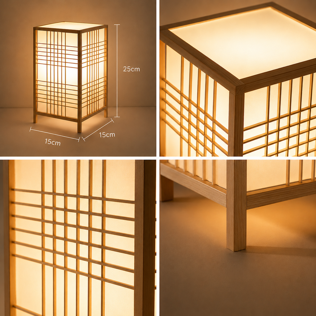 Japanese Bamboo Table Lamp Japandi Bedside Ambient Light