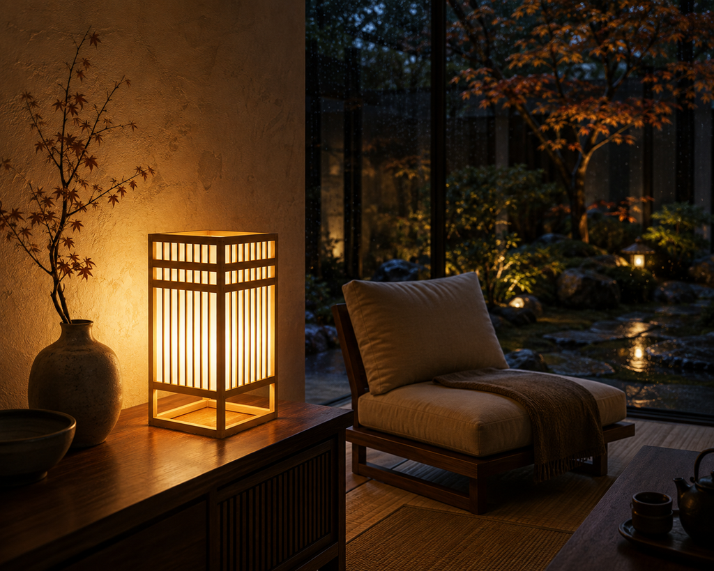 Japanese Bamboo Table Lamp Japandi Bedside Ambient Light