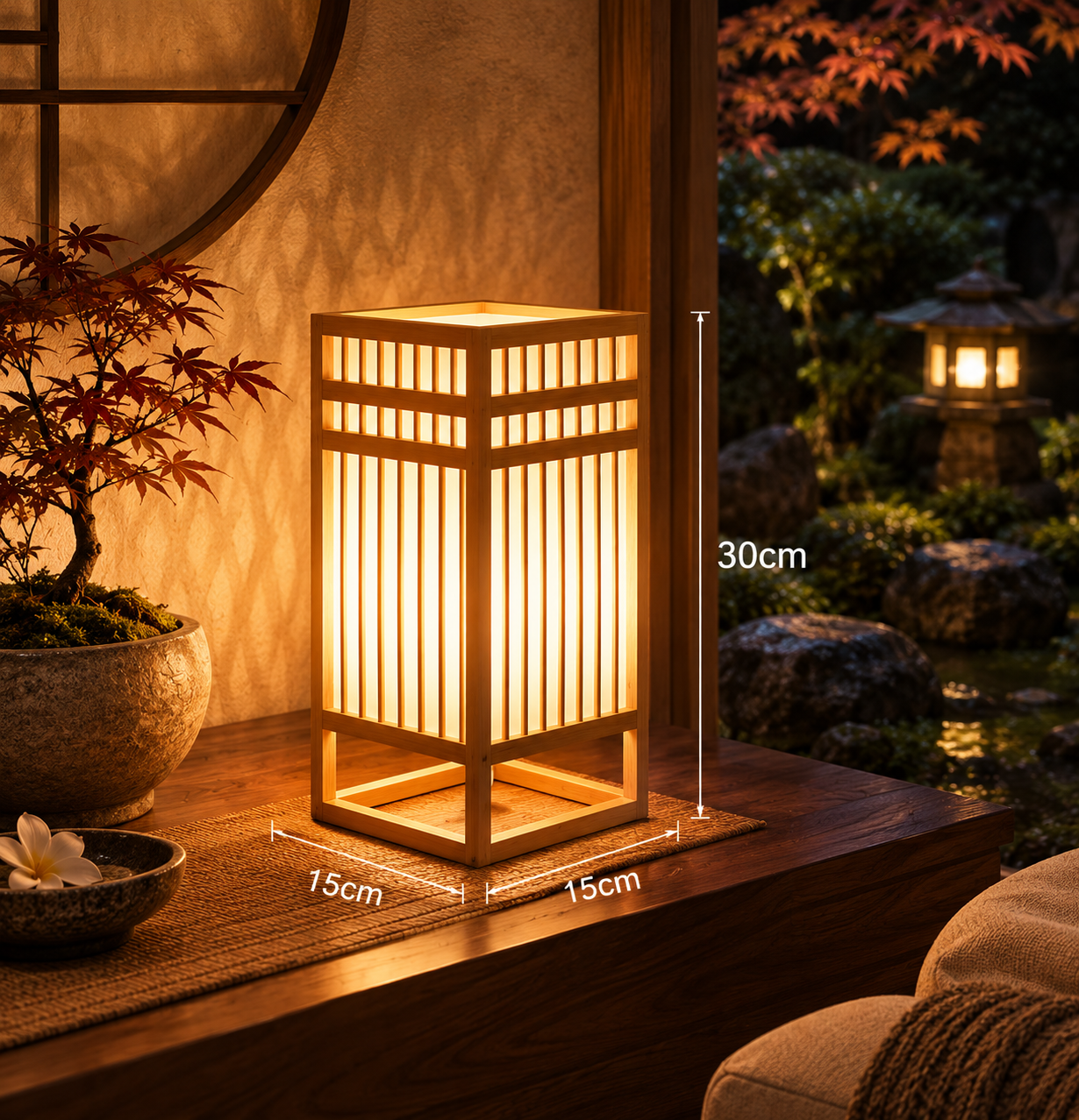 Japanese Bamboo Table Lamp Japandi Bedside Ambient Light