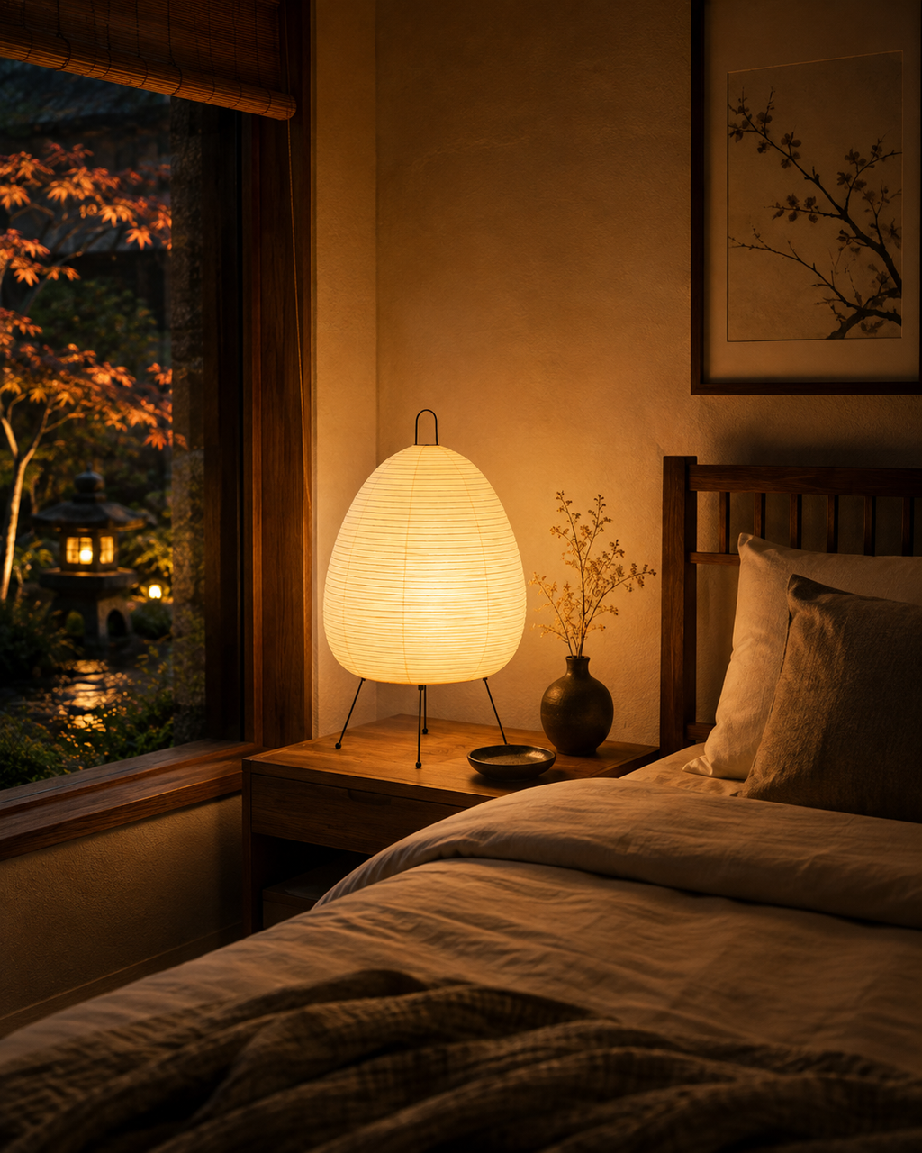 Japanese Paper Floor Lamp Japandi Warm Ambient Light