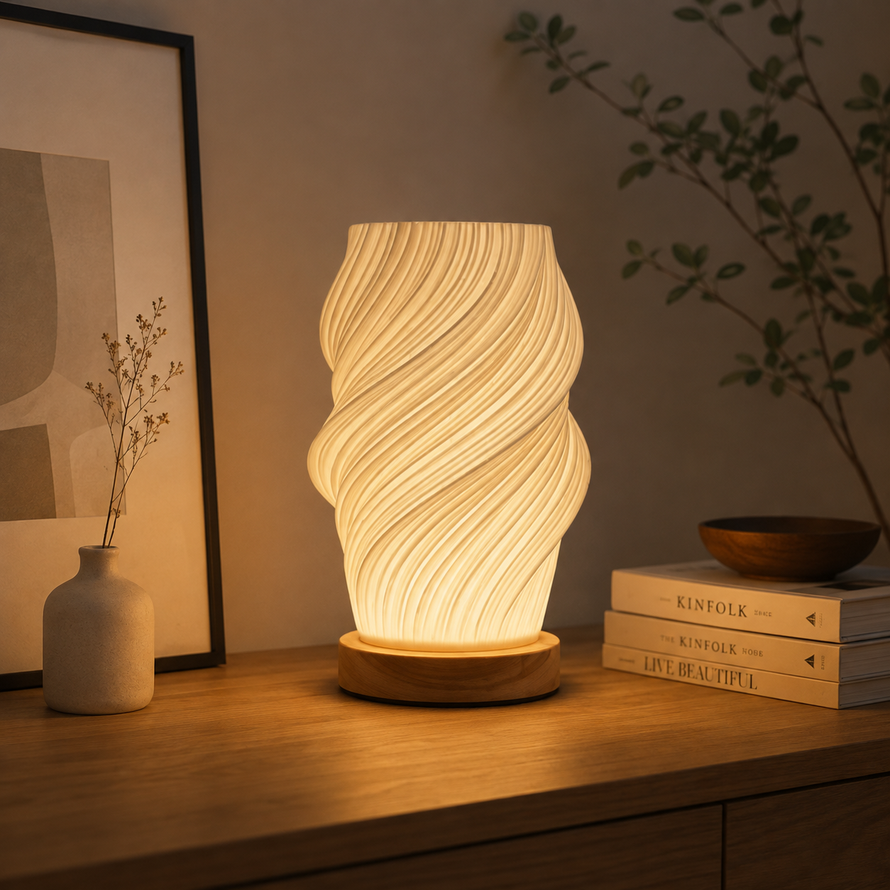 Spiral Table Lamp Modern Warm Ambient Bedside Light