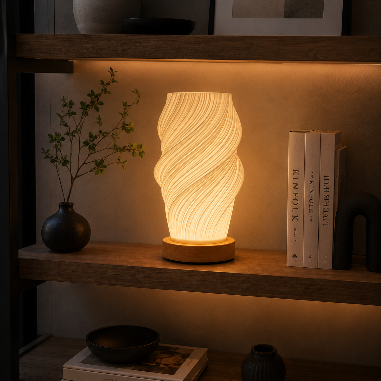 Spiral Table Lamp Modern Warm Ambient Bedside Light