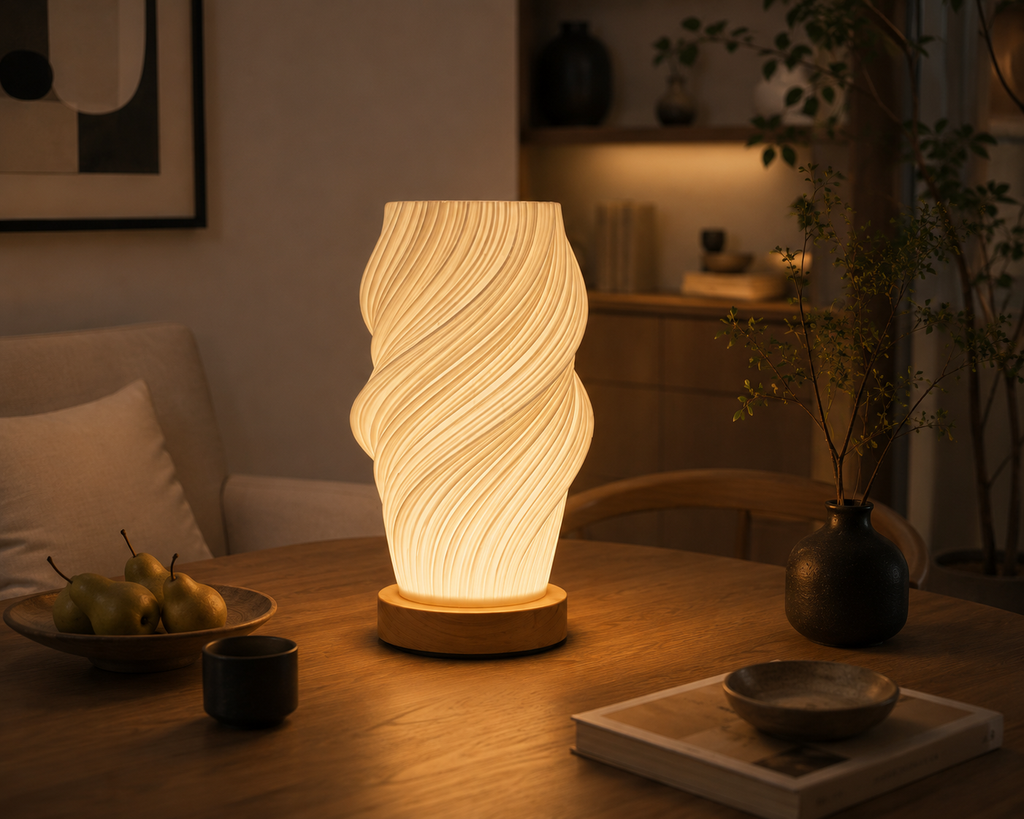 Spiral Table Lamp Modern Warm Ambient Bedside Light