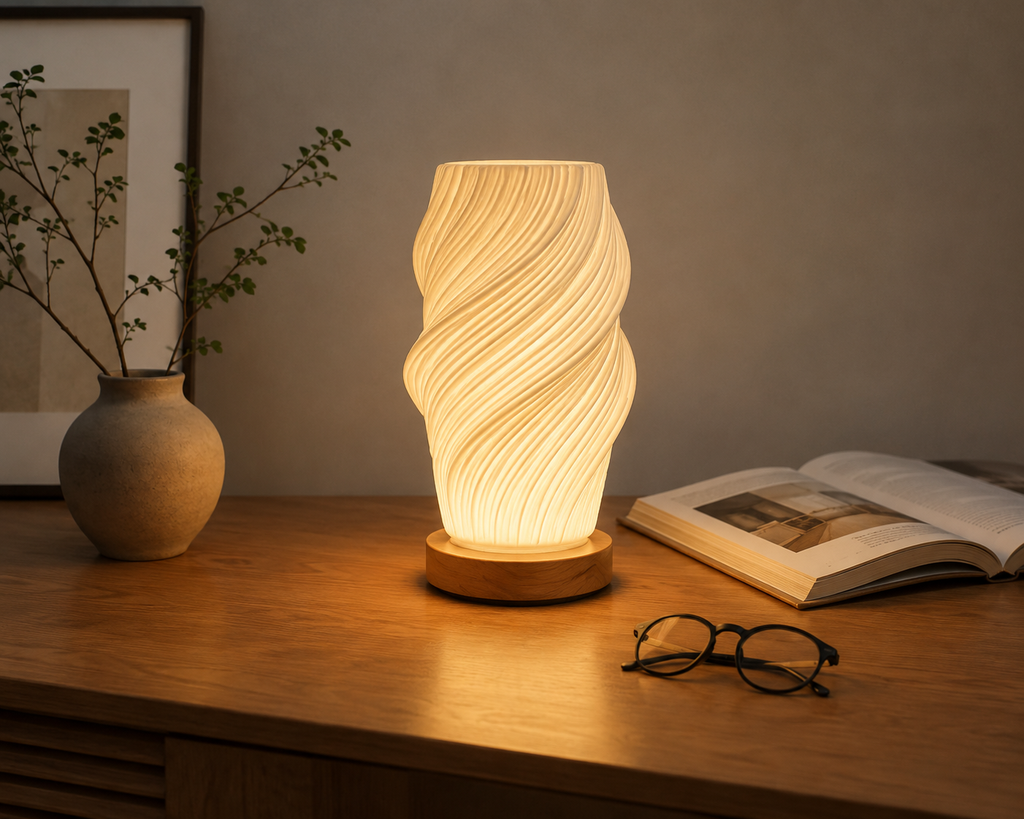 Spiral Table Lamp Modern Warm Ambient Bedside Light