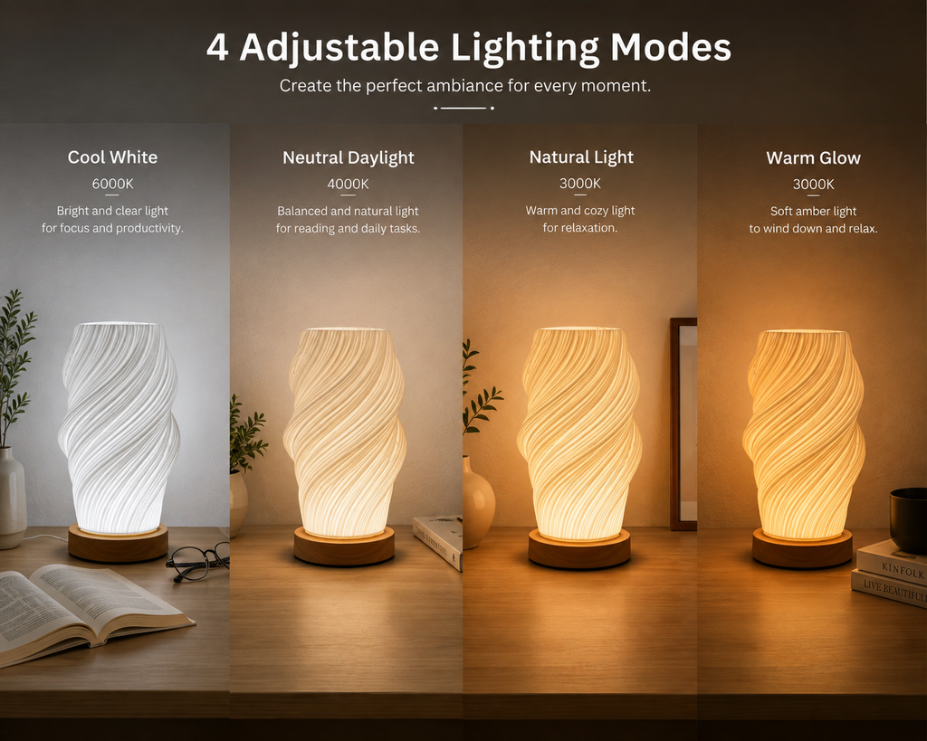 Spiral Table Lamp Modern Warm Ambient Bedside Light