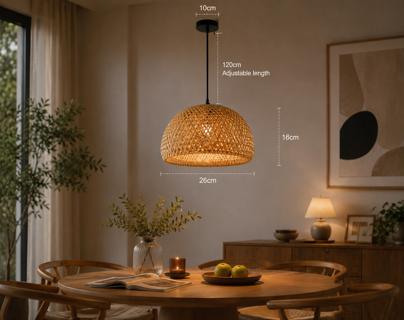 Handwoven Bamboo Pendant Light Japandi Rattan Ceiling Lamp