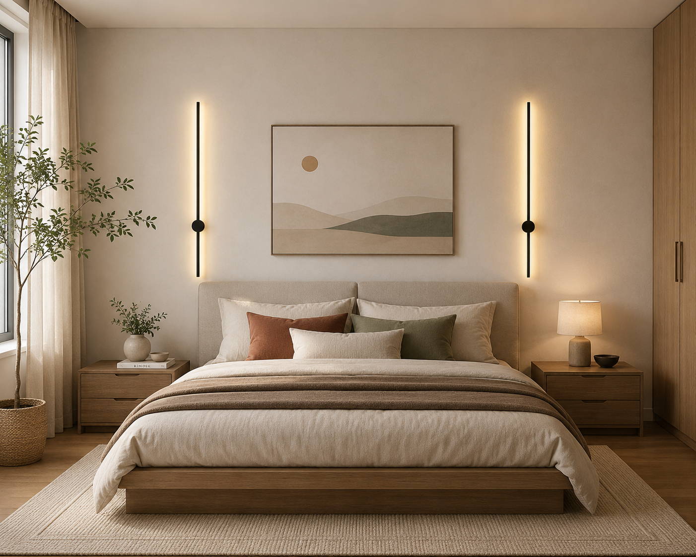 Minimalist Linear LED Wall Light Modern Black Wall Sconce