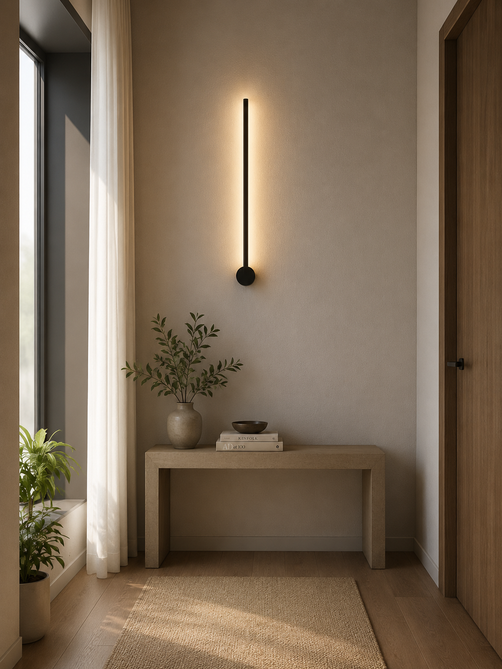 Minimalist Linear LED Wall Light Modern Black Wall Sconce