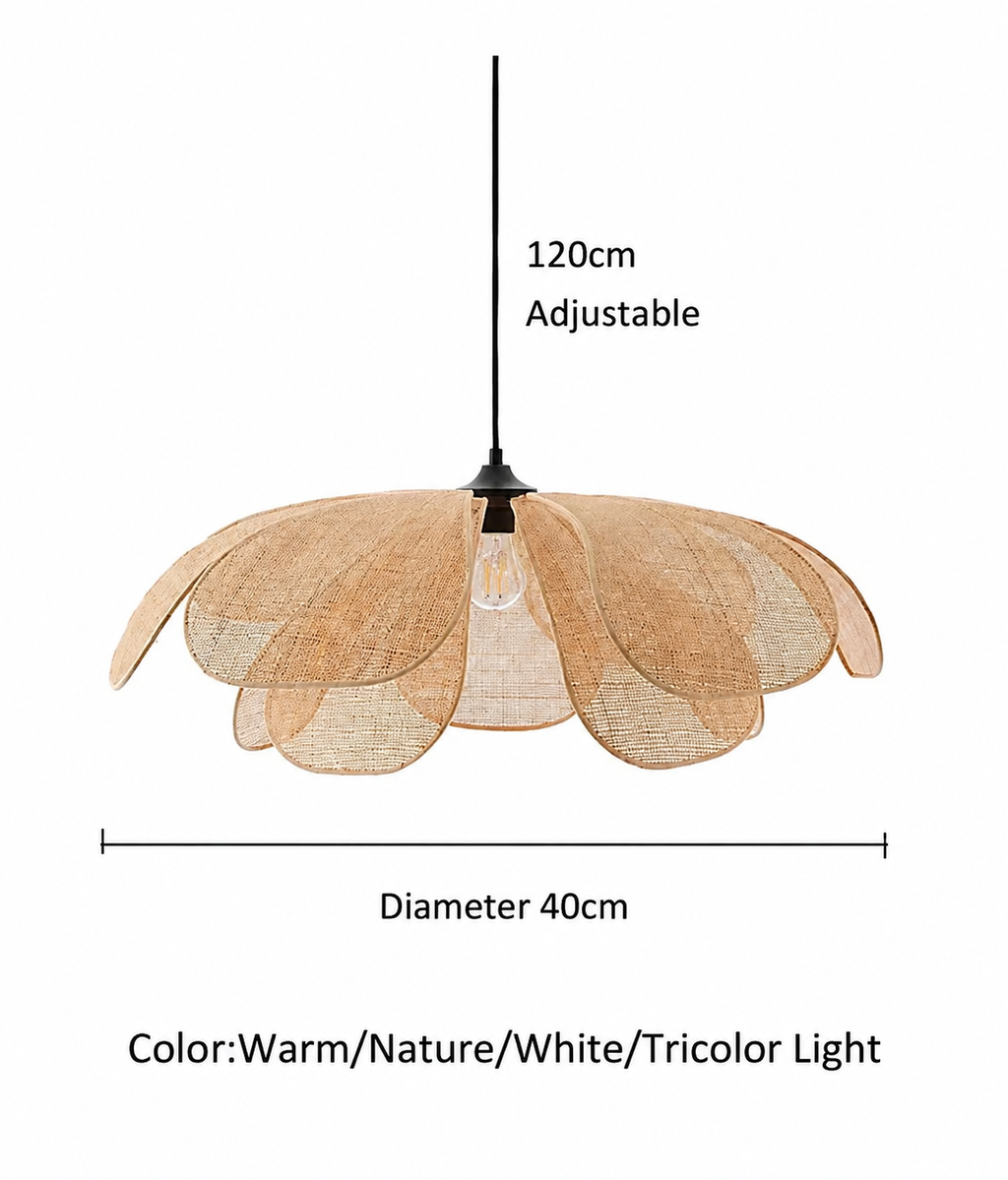 Woven Rattan Pendant Light Modern Flower Ceiling Lamp
