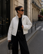 Women's Polka Dot Oversized Jacket – Zip-Up Cropped Streetwear Coat