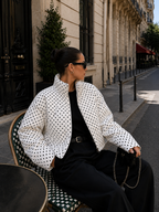 Women's Polka Dot Oversized Jacket – Zip-Up Cropped Streetwear Coat