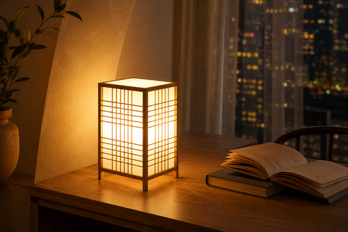 Japanese Bamboo Table Lamp Japandi Bedside Ambient Light