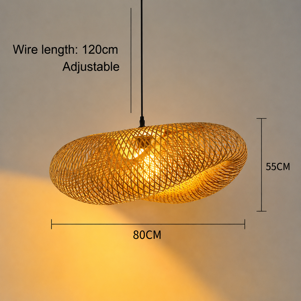 Woven Bamboo Pendant Light – Modern Rattan Ceiling Lamp