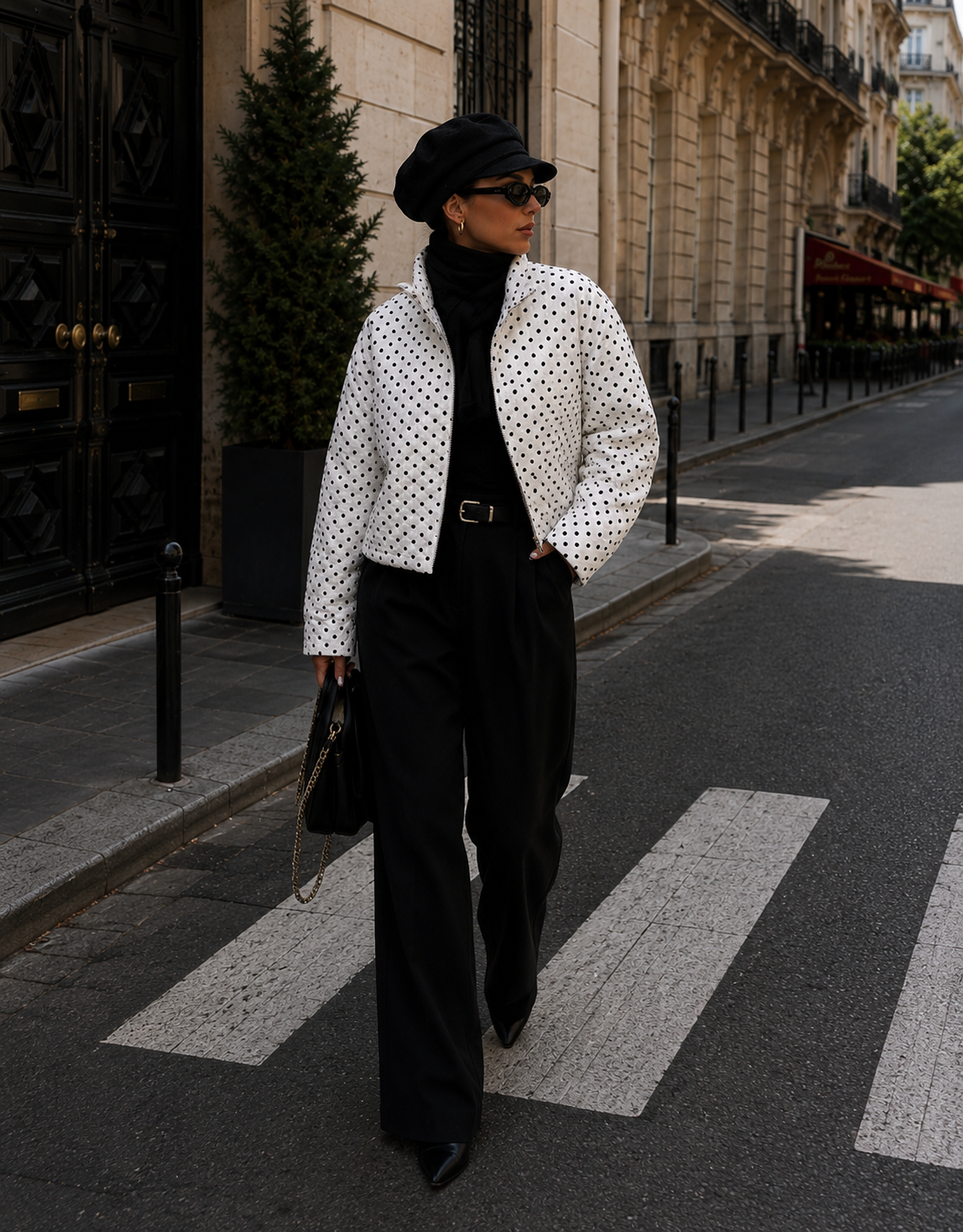 Polka Dot Cropped Jacket