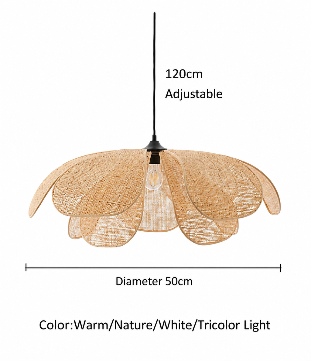 Woven Rattan Pendant Light Modern Flower Ceiling Lamp
