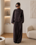 Relaxed Two-Piece Set – High Neck Jacket & Wide Leg Pants