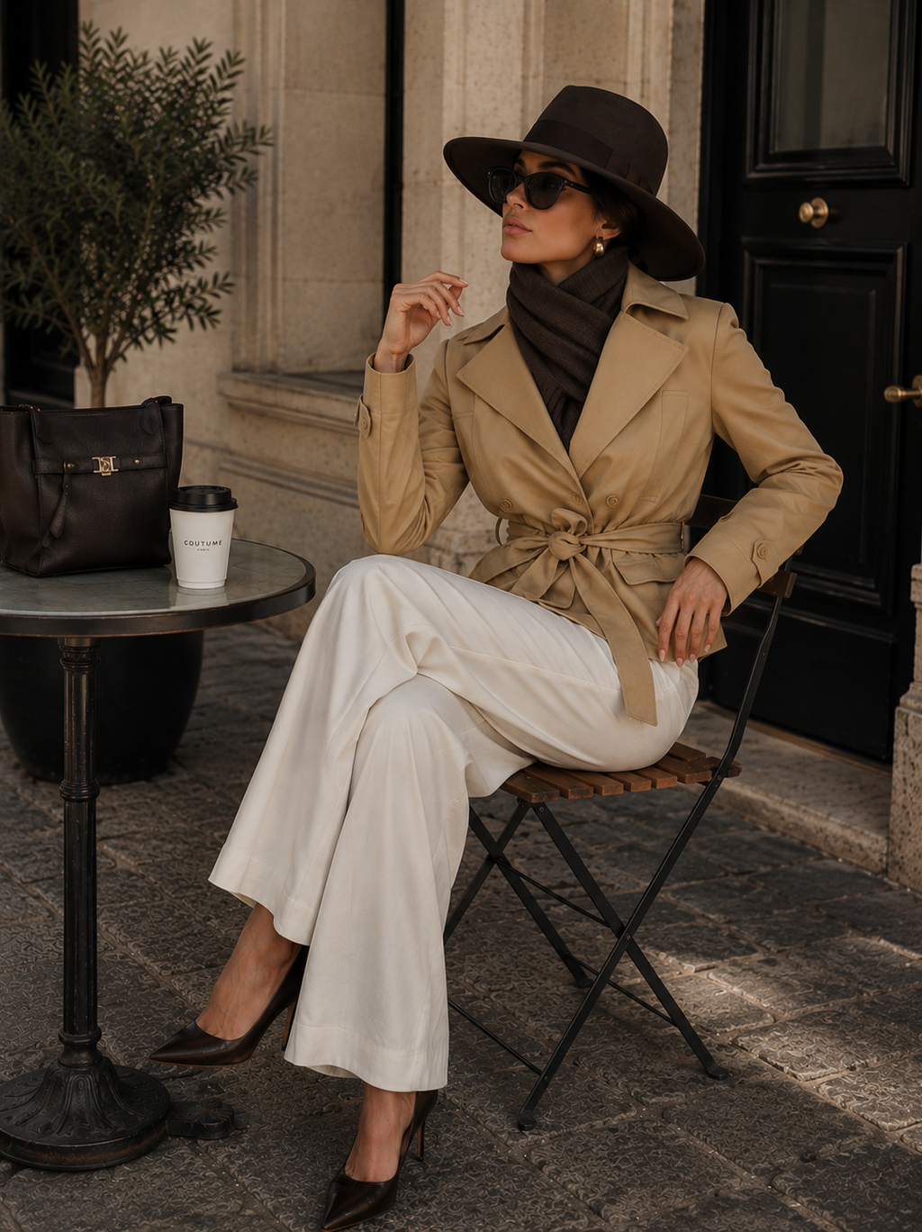 Beige Skirt Set