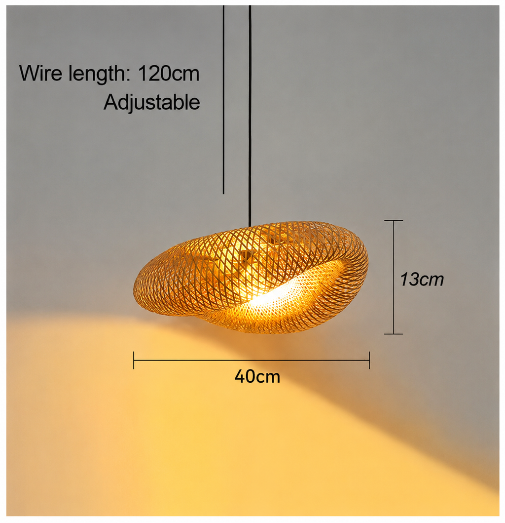 Woven Bamboo Pendant Light – Modern Rattan Ceiling Lamp