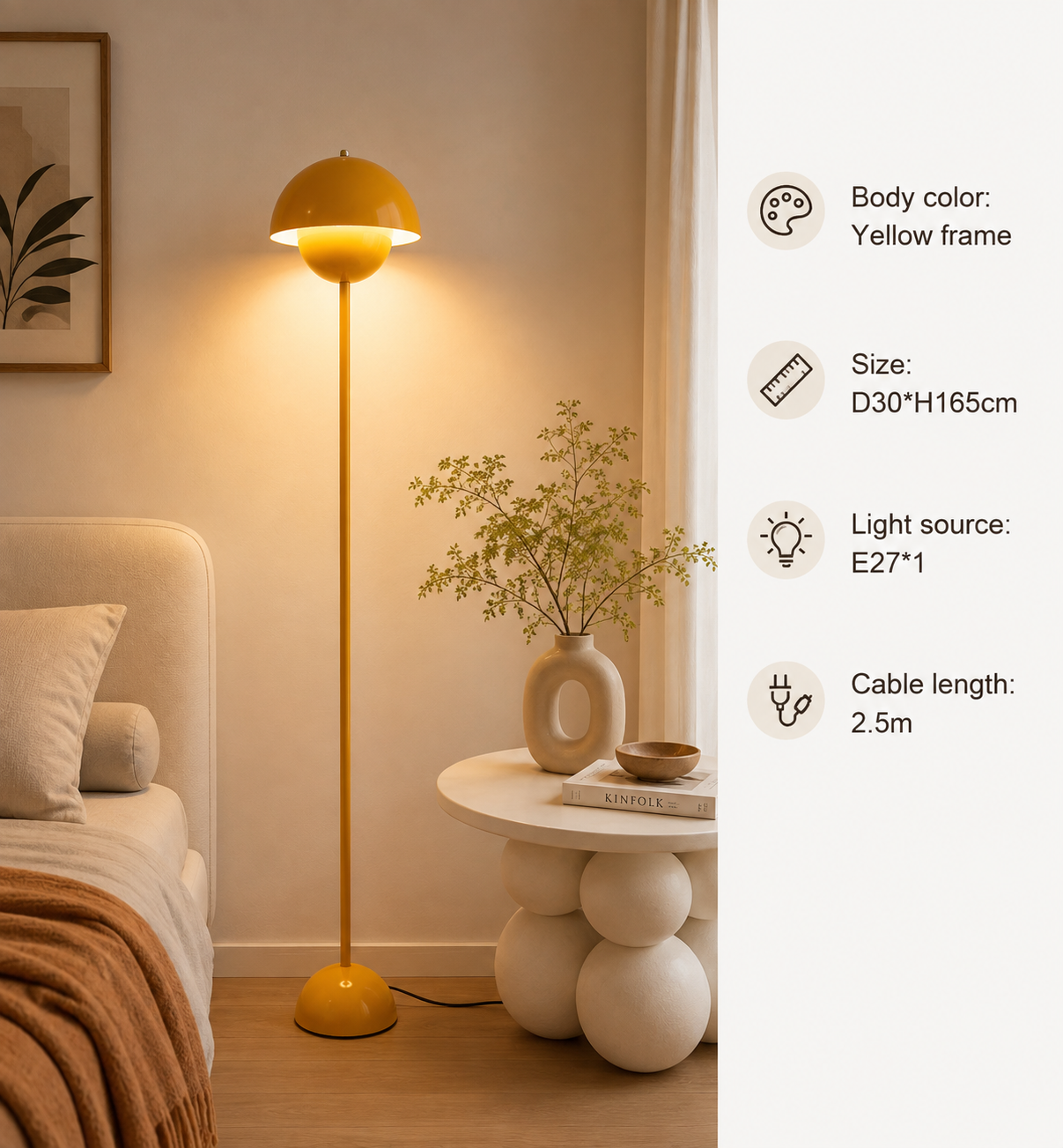 Modern Dome Floor Lamp Minimalist Mushroom Standing Light
